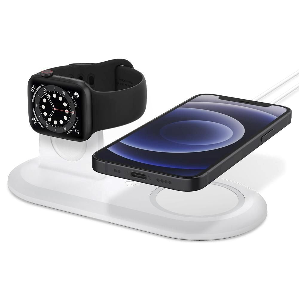 Spigen 2-i-1 MagFit Duo Apple Watch & Apple Magsafe Dock - Hvid