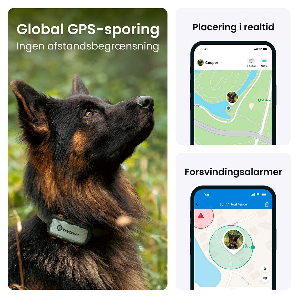 Tractive GPS Dog XL - GPS & Bluetooth Tracker til Hund - Adventure Edition - Grå.