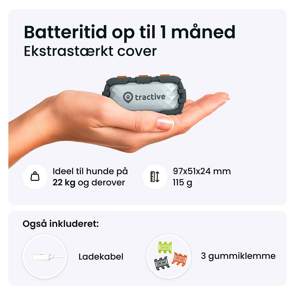 Tractive GPS Dog XL - GPS & Bluetooth Tracker til Hund - Adventure Edition - Grå.