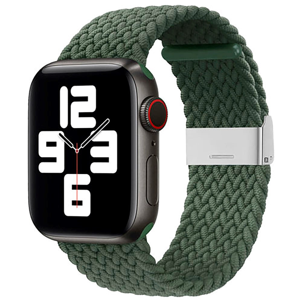 Apple Watch (38/40/SE/41/42mm) Hurtel Flettet Stof Rem - Grøn