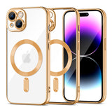 iPhone 15 Tech-Protect MagShine Bagside Cover - MagSafe Kompatibel - Gennemsigtig / Guld