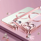 iPhone 15 Pro Max Tech-Protect MagShine Bagside Cover - MagSafe Kompatibel - Gennemsigtig / Guld