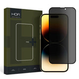 Hofi iPhone 15 Plus Glass Pro+ Skærmbeskyttelse m. Privacy Funktion - Case Friendly - Gennemsigtig / Sort Kant