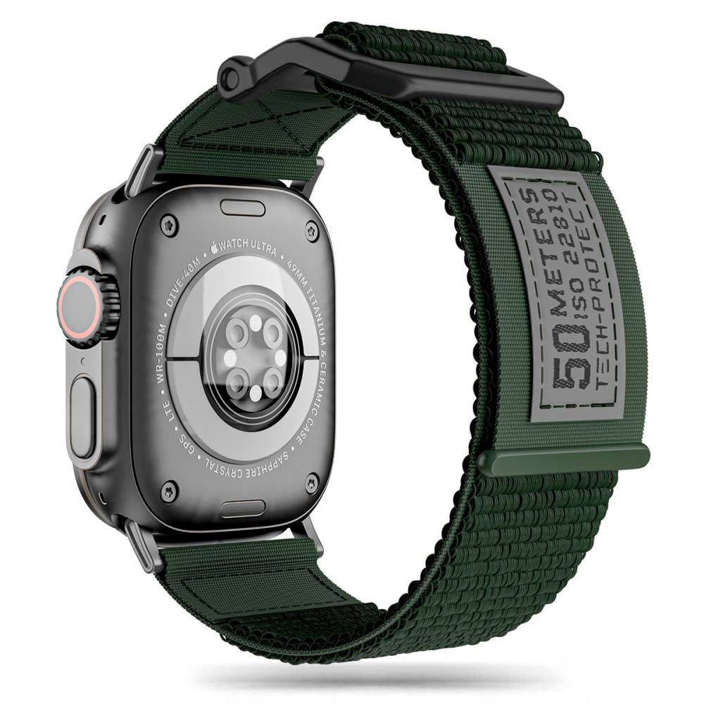 Apple Watch (42/44/SE/45/46/49mm) Tech-Protect Scout Rem i Stof - Mørkegrøn