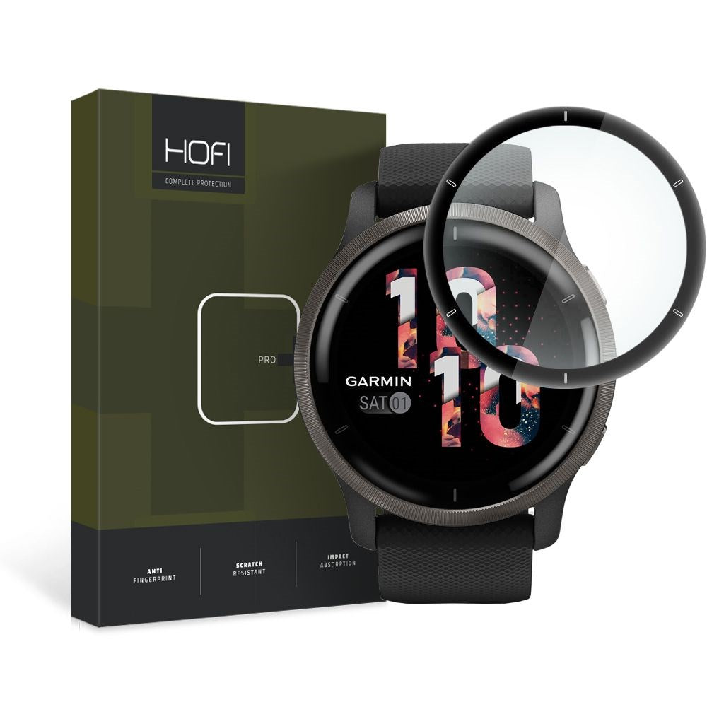 Garmin Venu 2 Hofi Hybrid Pro+ Beskyttelsesglas - Gennemsigtig / Sort