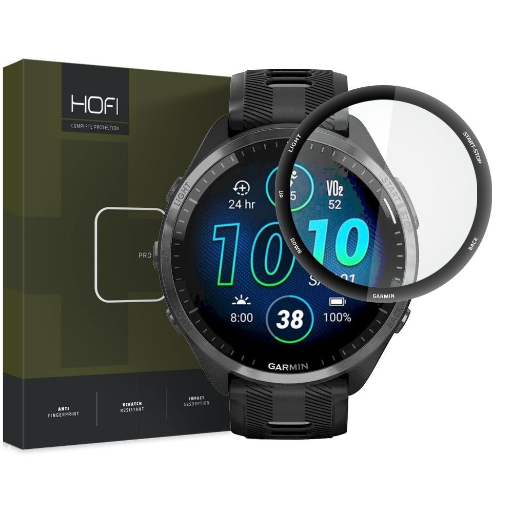 Garmin Forerunner 965 Hofi Hybrid Pro+ Beskyttelsesglas - Gennemsigtig / Sort