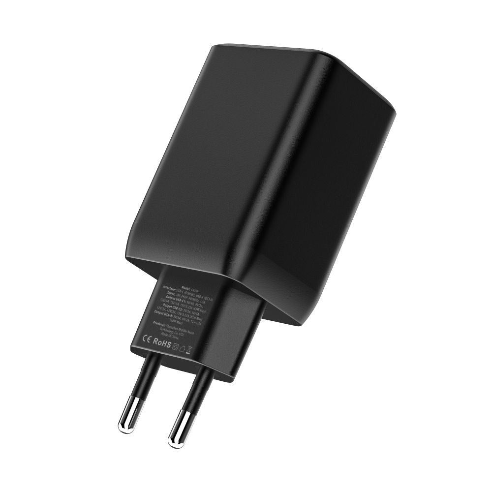 Tech-Protect NC PD 65W Vægoplader m. 2 x USB-C & 1 x USB-A - Sort