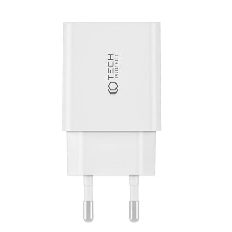 Tech-Protect Network 30W Vægoplader m. 1 x USB-A QC & 1 x USB-C PD - Hvid