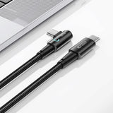 Tech-Protect Ultraboost Vinklet USB-C til USB-C Kabel 60W/6A 2m - Sort