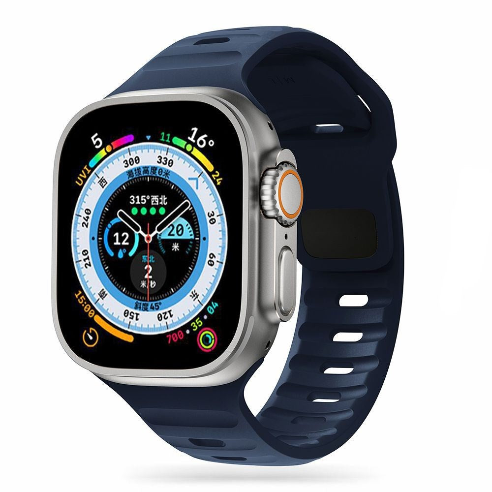 Apple Watch (42/44/SE/45/46/49mm) Iconband Tech-Protect Line Silikone Rem - Navy Blå