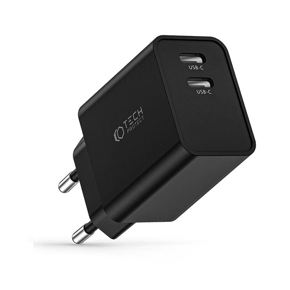 Tech-Protect Network 35W Vægoplader m. 2 x USB-C - Sort