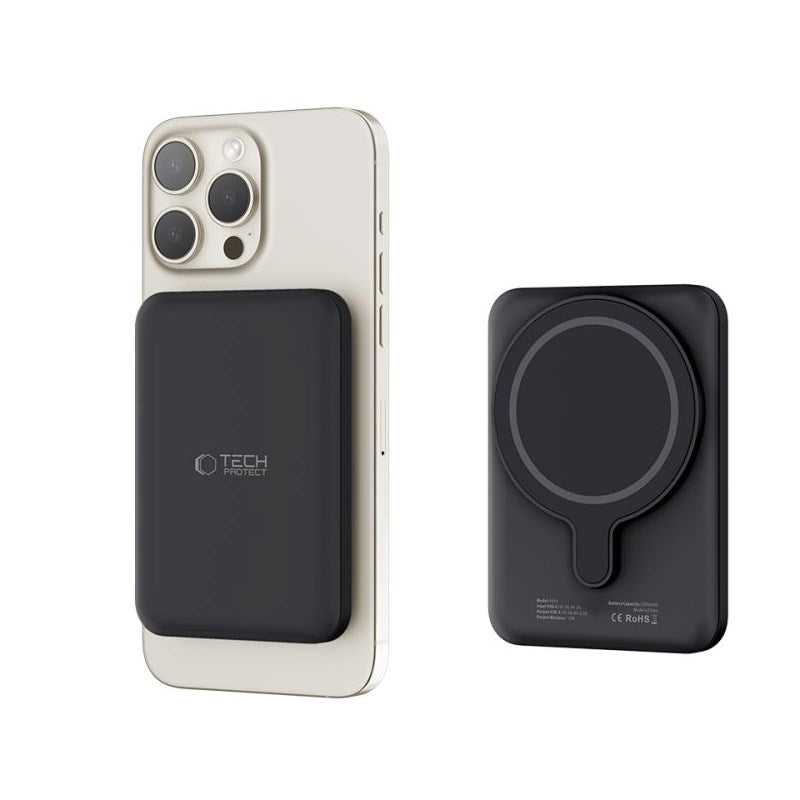 Tech-Protect LifeMag Trådløs Powerbank 5000 mAh - MagSafe Kompatibel - Sort