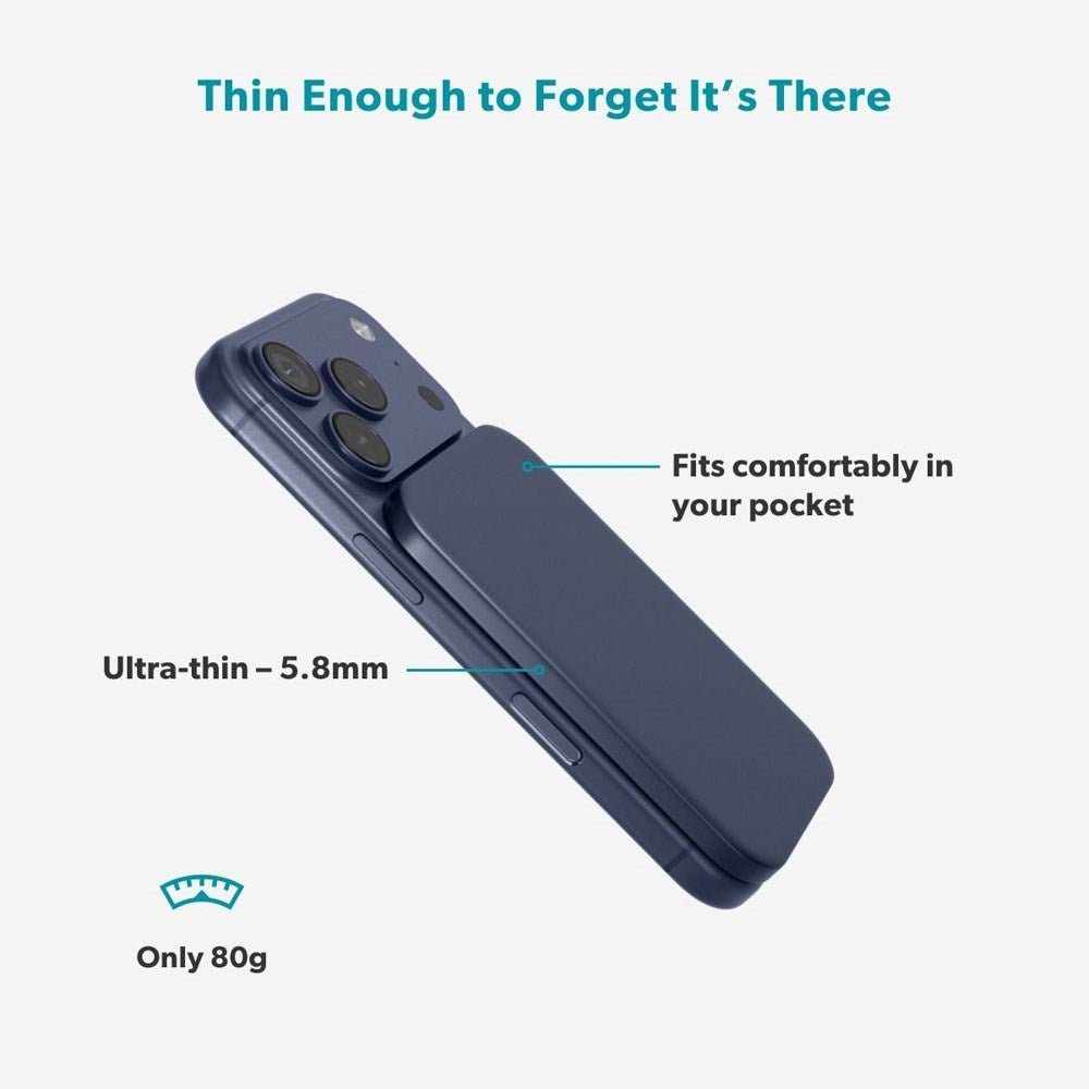 Epico UltraPack Slim Trådløs Powerbank - 3.000mAh - 10W - MagSafe / Qi2 Kompatibel - Sølv