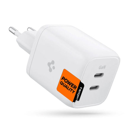 Spigen Quantum Boost ArcStation GaN 65W Vægoplader m. 2 x USB-C - Hvid