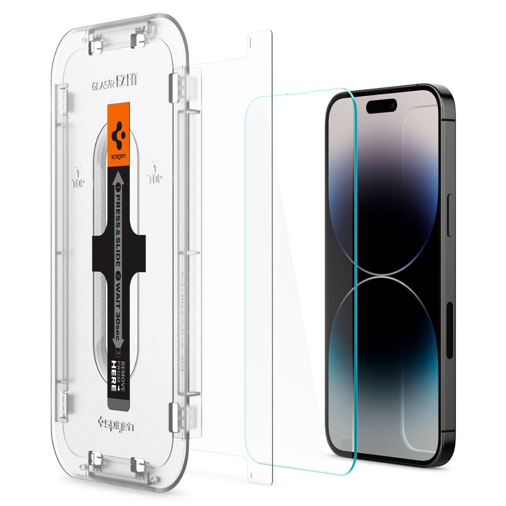 iPhone 14 Pro Max Spigen EZ Fit Glas.tR Skærmbeskyttelse 2. Stk - Case Friendly - Gennemsigtig