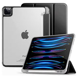 iPad Pro 12.9" (2022 / 2021 / 2020) Tech-Protect SC Hybrid Kunstlæder Tri-fold Cover - Sort / Gennemsigtig