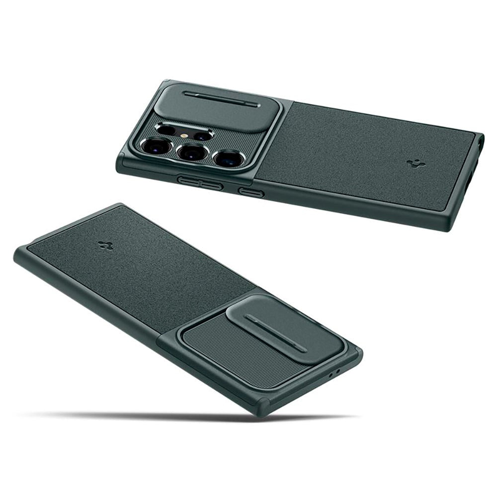 Samsung Galaxy S24 Ultra Spigen Optik Armor Bagside Cover - Mørkegrøn