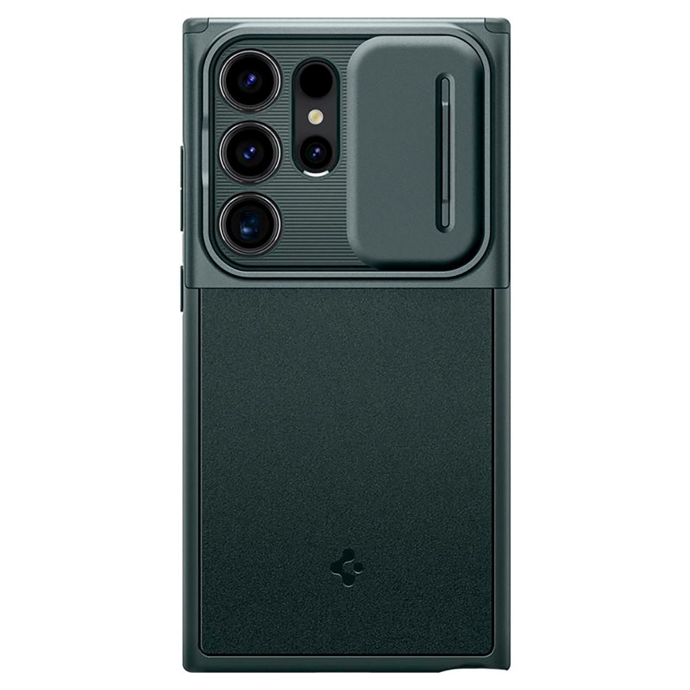 Samsung Galaxy S24 Ultra Spigen Optik Armor Bagside Cover - Mørkegrøn