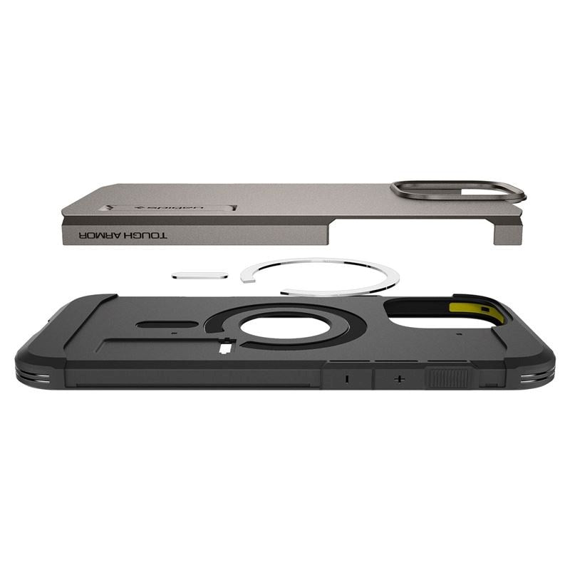 iPhone 16 Pro Max Spigen Tough Armor Case m. Kickstand - MagSafe Kompatibel - Gunmetal