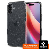 iPhone 16 Spigen Liquid Crystal Glitter Bagside Cover - Gennemsigtig