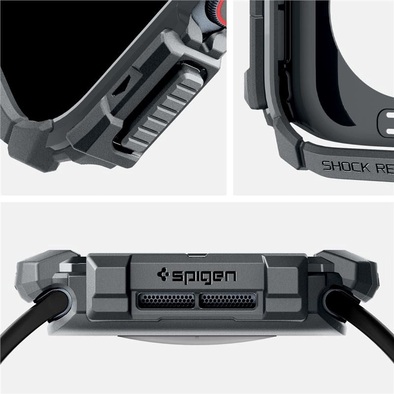 Spigen Rugged Armor Cover - Apple Watch 11 / 10 (46mm) - Fleksibelt Plastik - Mørkegrå