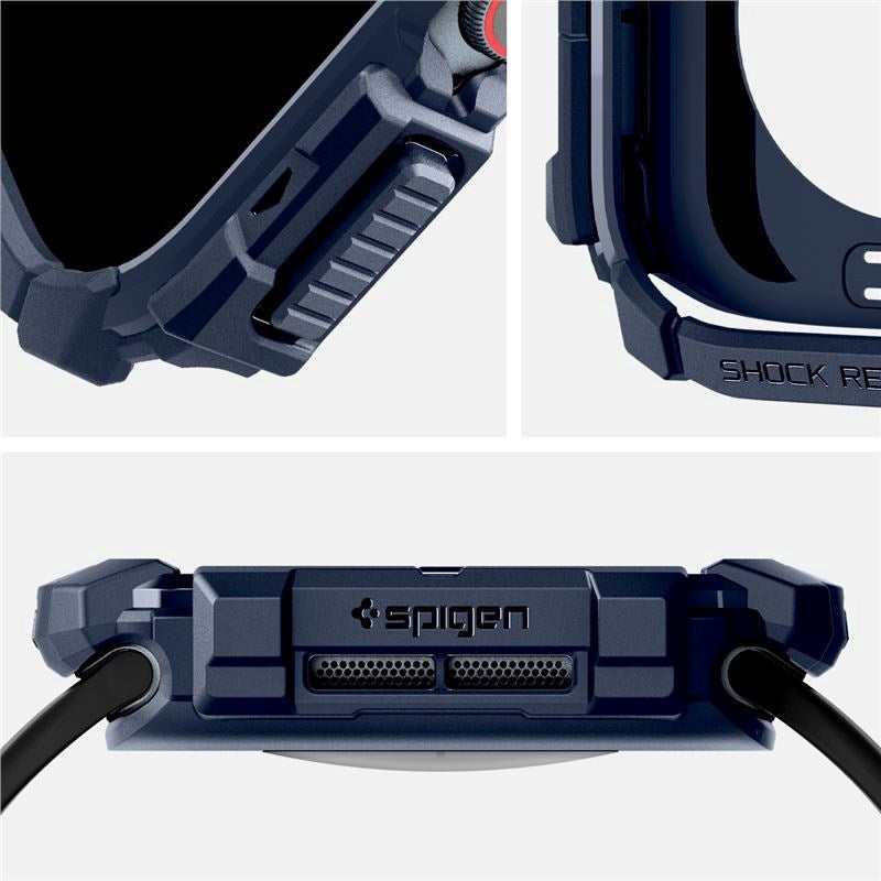Spigen Rugged Armor Cover - Apple Watch 11 / 10 (46mm) - Fleksibelt Plastik - Blå