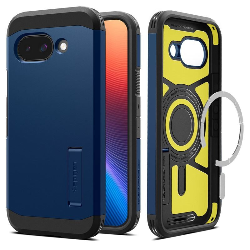 Spigen Tough Armor Hybrid Cover m. Kickstand - Google Pixel 9a - MagSafe Kompatibel - Blå