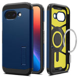Spigen Tough Armor Hybrid Cover m. Kickstand - Google Pixel 9a - MagSafe Kompatibel - Blå
