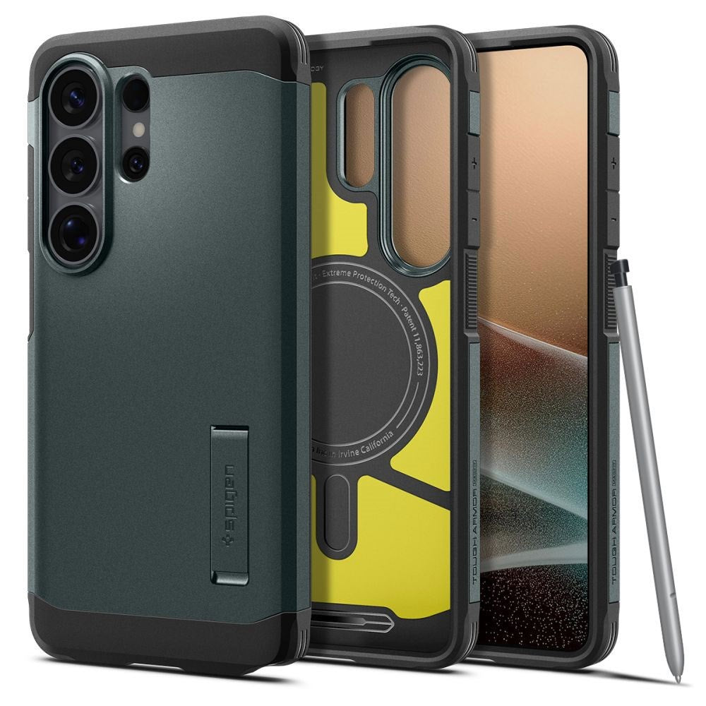 Spigen Samsung Galaxy S26 Ultra Tough Armor Hybrid Mobil Cover - MagSafe Kompatibel - Grøn