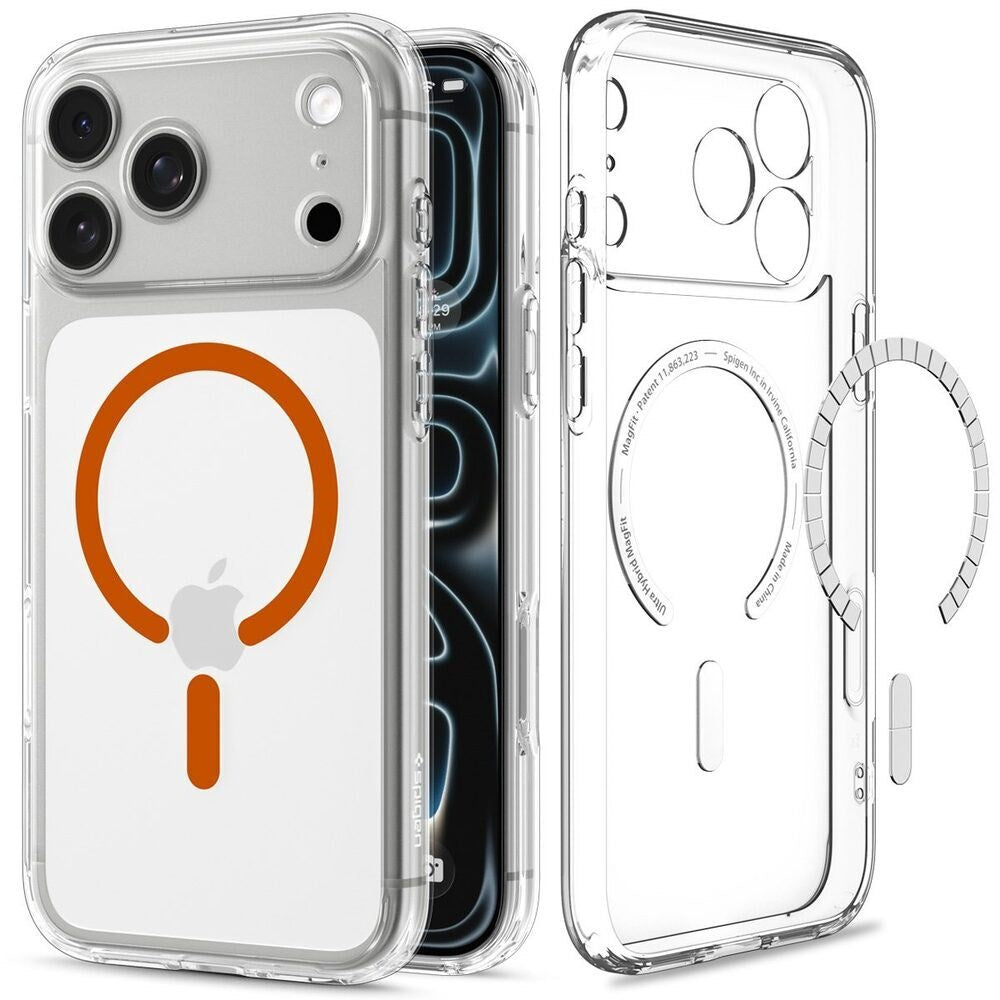 iPhone 18 Pro Max / 17 Pro Max Spigen Ultra Hybrid Bagside Cover - MagSafe Kompatibel - Gennemsigtig / Orange