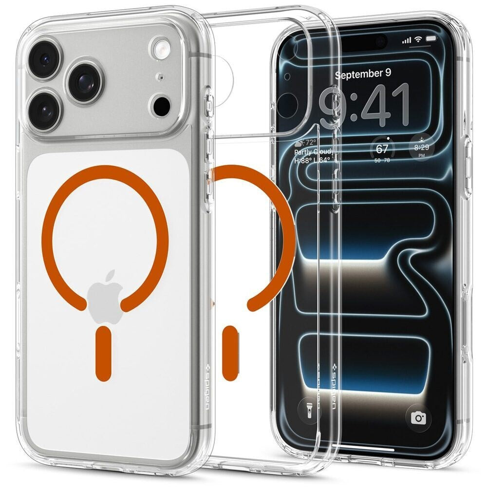 iPhone 18 Pro Max / 17 Pro Max Spigen Ultra Hybrid Bagside Cover - MagSafe Kompatibel - Gennemsigtig / Orange
