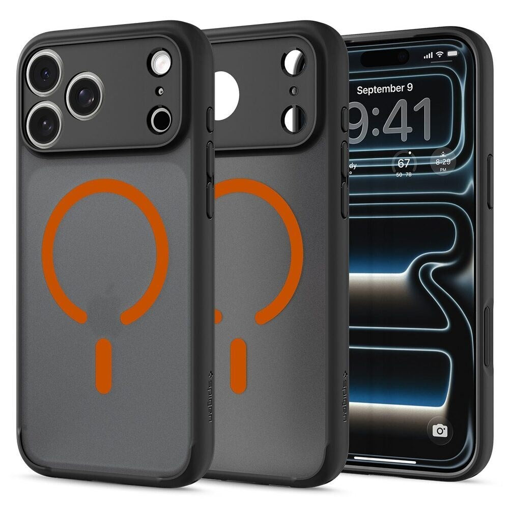 iPhone 18 Pro Max / 17 Pro Max Spigen Ultra Hybrid Bagside Cover - MagSafe Kompatibel - Mat Sort / Orange