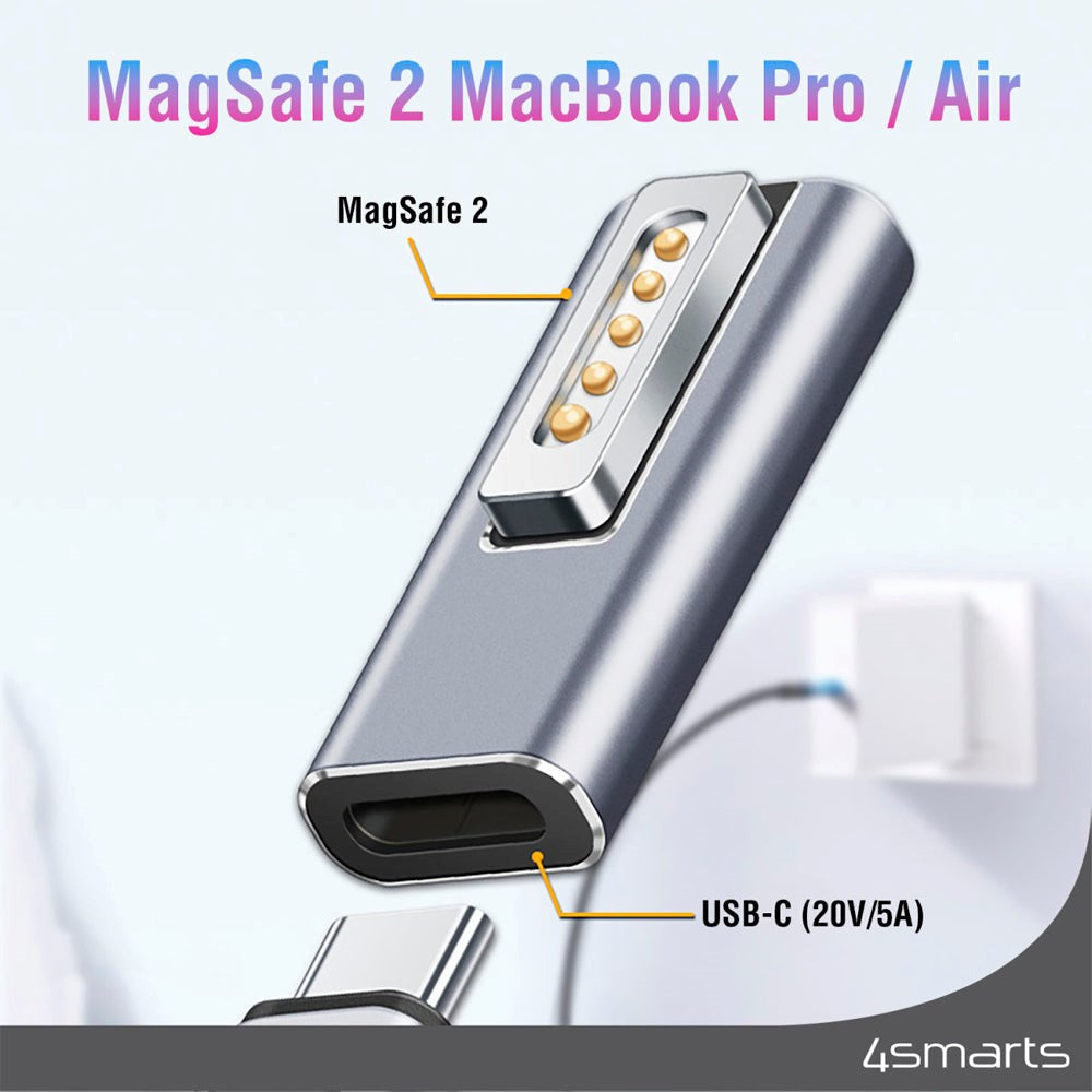 USB-C til Magsafe 2 Adapter PD 100W 4smarts - Sølv