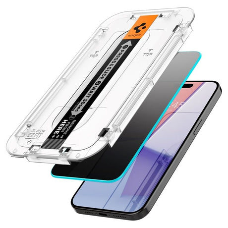 iPhone 15 Pro Max Spigen EZ Fit Glas.tR Beskyttelsesglas 2 Stk. - Privacy Filter - Case Friendly - Gennemsigtig