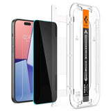 iPhone 16 Plus Spigen EZ Fit Glas.tR Skærmbeskyttelse 2. Stk - Privacy Filter - Case Friendly - Gennemsigtig