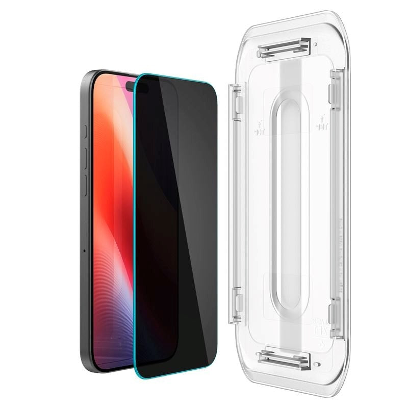 iPhone 16 Pro Max Spigen EZ Fit Glas.tR Skærmbeskyttelse 2. Stk - Privacy Filter - Case Friendly - Gennemsigtig