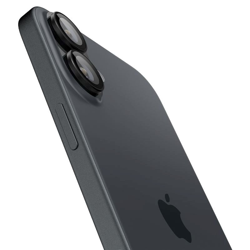 iPhone 16 / 16 Plus Spigen EZ Fit. tR Optik Pro Kameralinse Beskyttelse - 2 Stk - Gennemsigtig / Sort