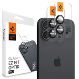 iPhone 16 / 16 Plus Spigen EZ Fit. tR Optik Pro Kameralinse Beskyttelse - 2 Stk - Gennemsigtig / Sort