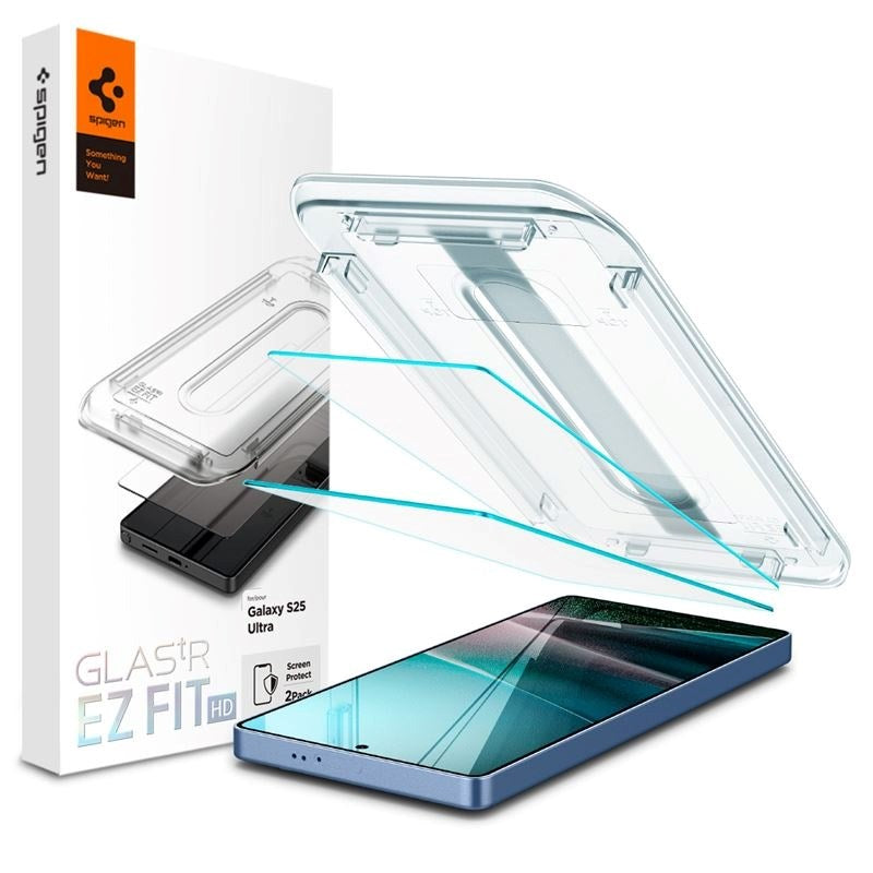 Samsung Galaxy S25 Ultra Spigen EZ Fit Glas.tR Beskyttelsesglas 2 Stk. - Case Friendly - Gennemsigtig