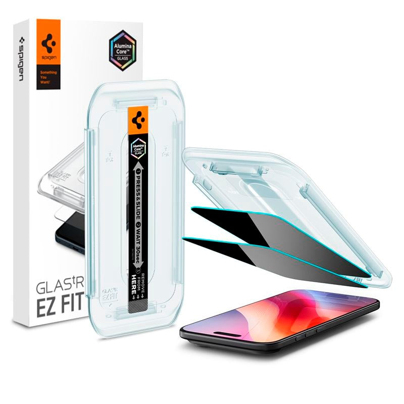 Spigen Glass tR EZ Fit Skærmbeskyttelsesglas - iPhone Air - Privacy Funktion - 2 stk - Gennemsigtig