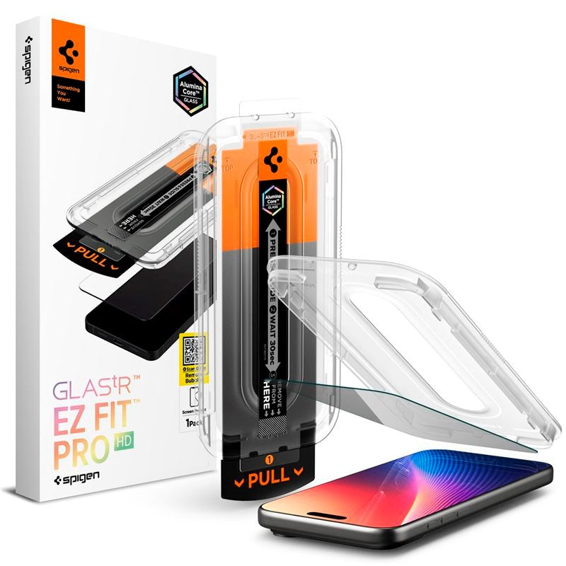 Spigen iPhone 17 Pro Max / 16 Pro Max Glass tR EZ Fit Pro HD Skærmbeskyttelsesglas - Privacy Funktion - Gennemsigtig
