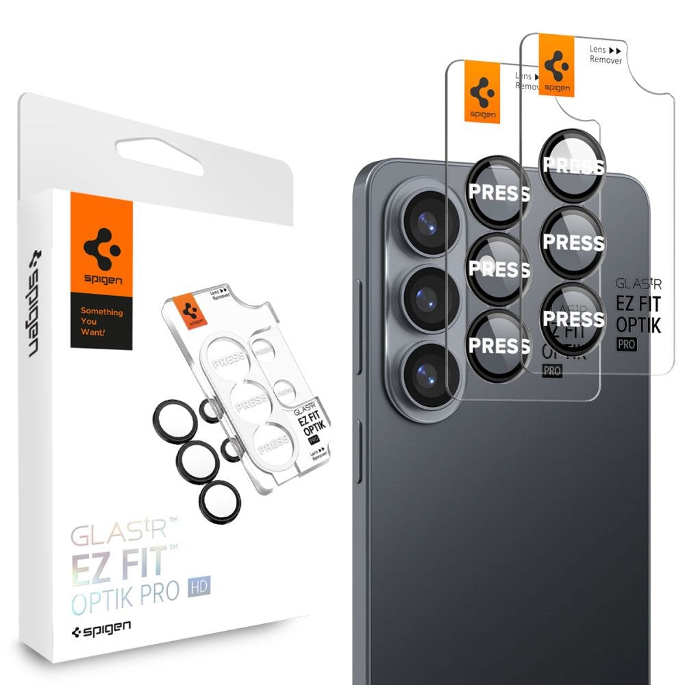 Spigen Samsung Galaxy S26+ (Plus) Glass tR EZ Fit Optik Pro Kameralinseglas - 2 stk - Sort