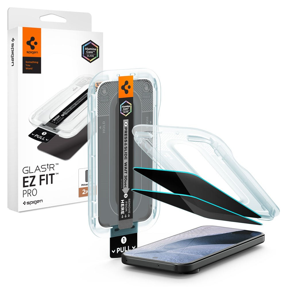 Google Pixel 11 Pro / 10 Pro / 9 Pro / 9 Spigen Glass tR EZ Fit Pro Beskyttelsesglas - Privacy - 2 stk - Gennemsigtig