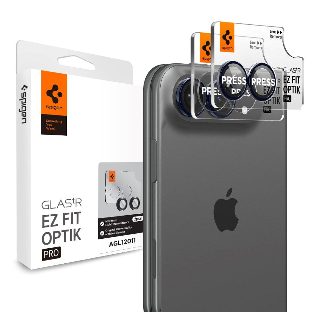 Spigen iPhone Duo Glass tR EZ Fit Optik Pro Kamerabeskytter - 2 stk - Sort