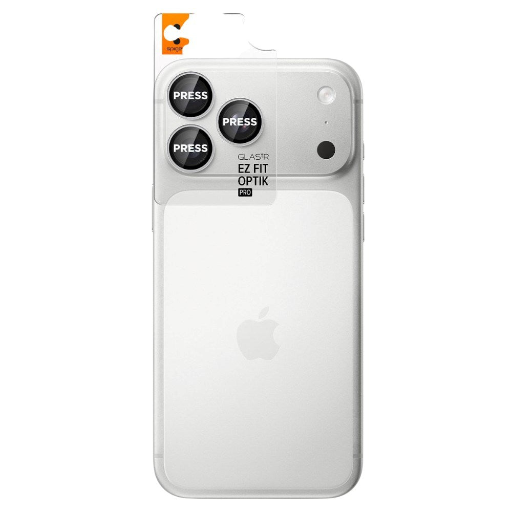 iPhone 18 Pro / 18 Pro Max Spigen Glass tR EZ Fit Optik Pro Kamerabeskytter - 2 stk - Sølv
