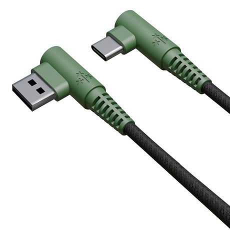 Hune Hiedra USB-A til USB-C Kabel - Vinklet Stik - 1.2m - Grøn