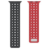 Mobile Origin Apple Watch (42/44/SE/45/46/49mm) Magnetisk Silikone Urrem - Sort / Rød