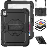 iPad 10.9" 2022 Tech-Protect Solid360 Case m. Beskyttelsesfilm, Håndholder & Skulderstrop - Sort