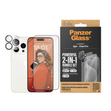 iPhone 15 Pro PanzerGlass 2-i-1 Bundle m. EasyAligner - Skærmbeskyttelse / Kamerabeskyttelse - Gennemsigtig / Sort