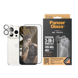 iPhone 15 Pro PanzerGlass 3-i-1 Bundle m. EasyAligner - Skærmbeskyttelse (UWF) / Bagsidecover / Kamerabeskyttelse - Gennemsigtig / Sort